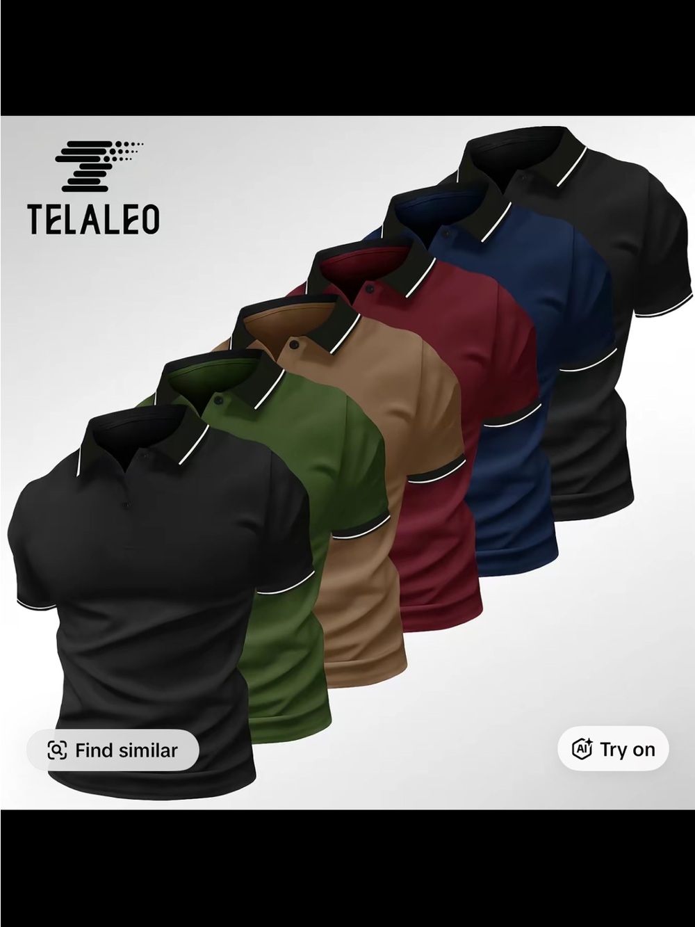 Men's Contrast-Trim Polo Shirt - Black, Green, Tan, Maroon, Navy